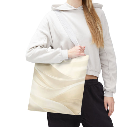 Cream Abstract Waves Tote Bag | Neutral Swirl Pattern