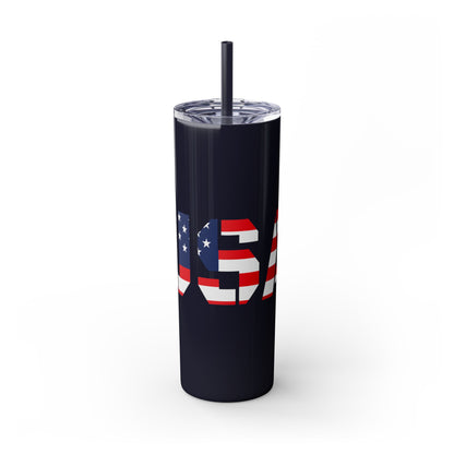 Skinny Tumbler — USA Flag 20oz Straw Tumbler (Patriotic Travel Cup)