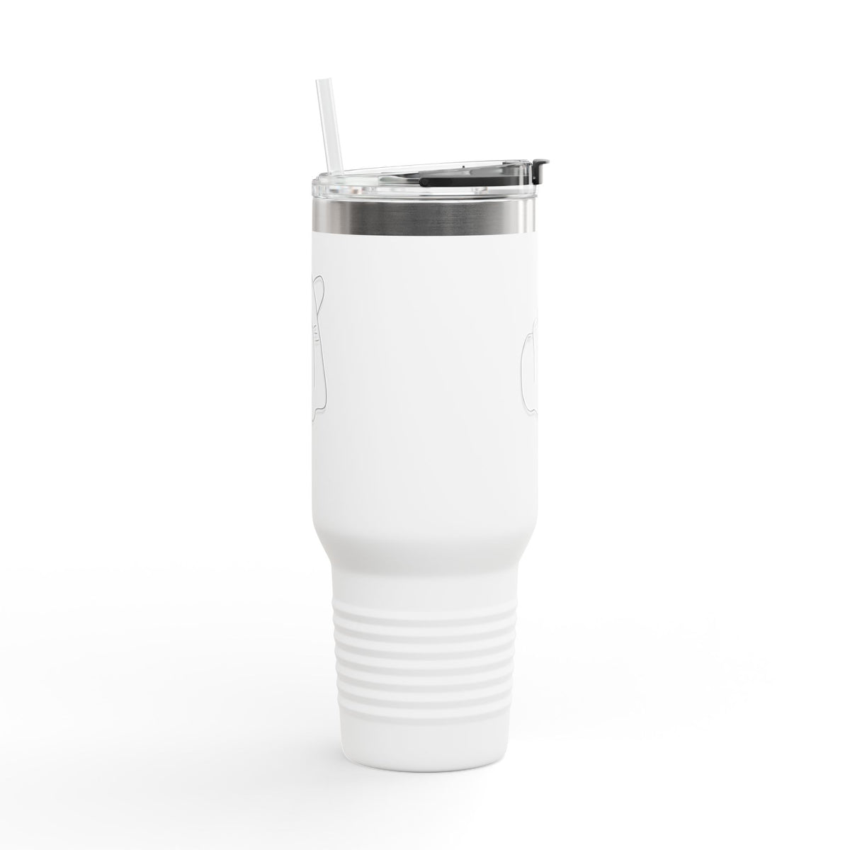 40oz insulated travel mug with heart-finger hand gesture design, durable stainless steel, and leak-proof lid by Printify