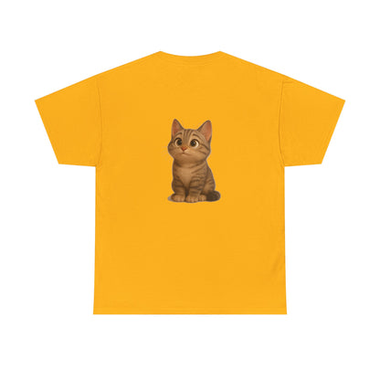 Brown kitten graphic T-shirt for cat lovers, featuring a cute cat design on a casual printify T-shirt.