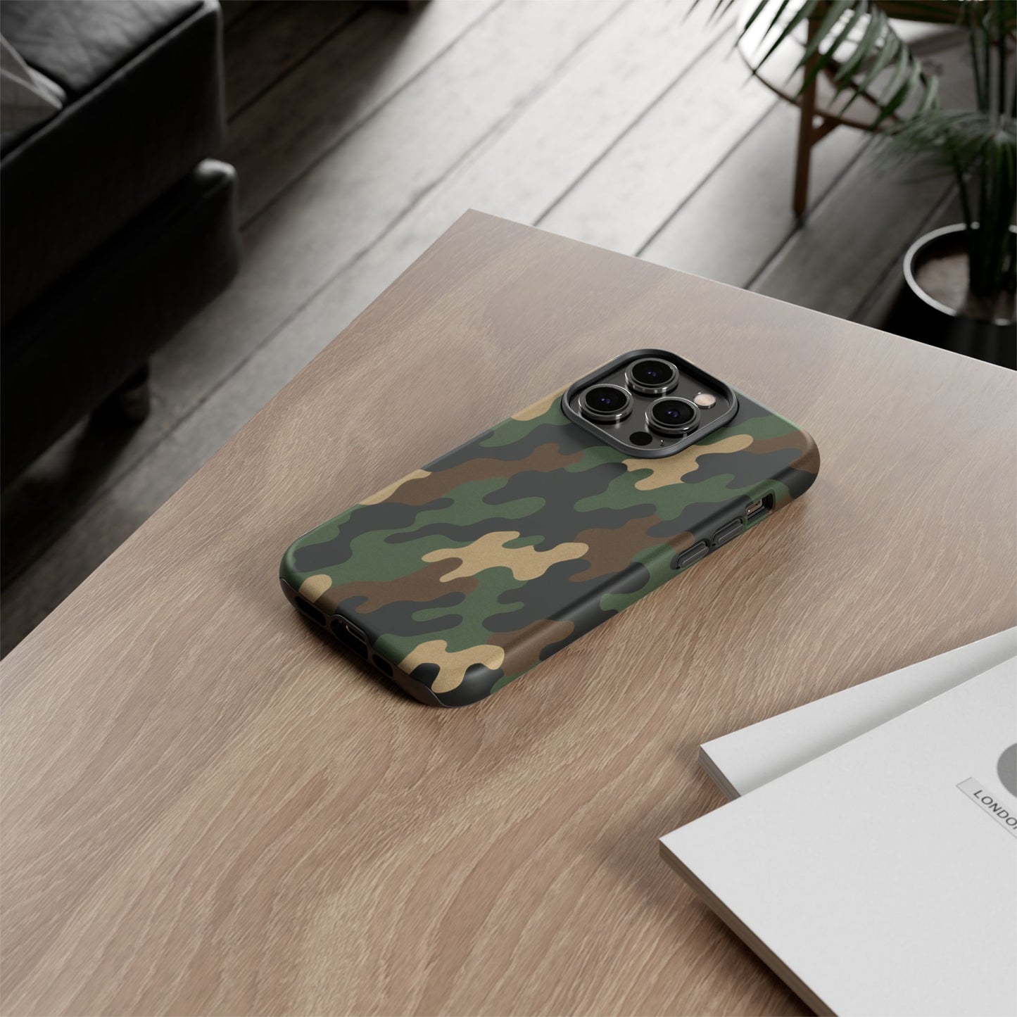 Camouflage tough phone case by Printify, rugged camo protective cover for smartphones with a durable, military-style design.