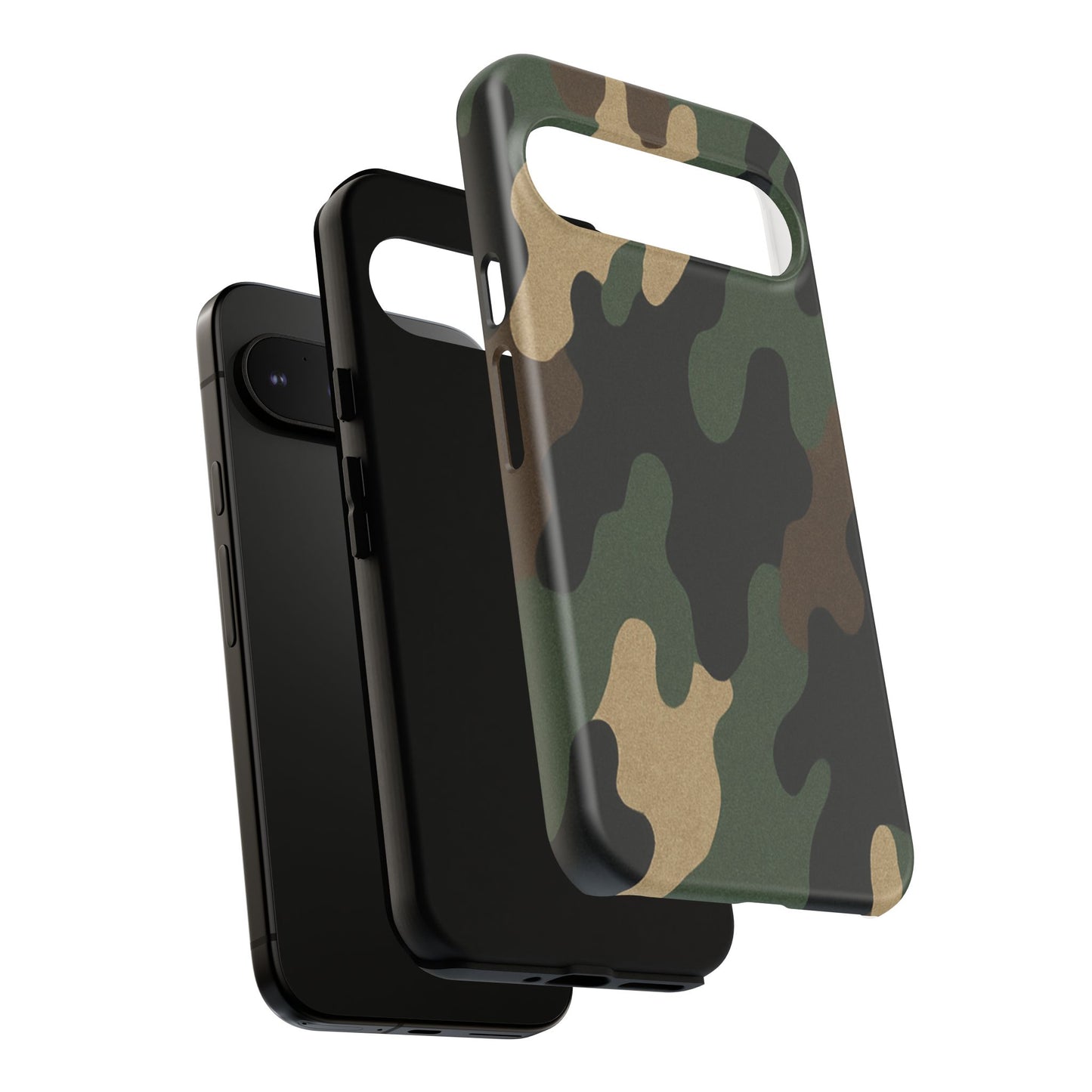 Rugged military green camo phone case by Printify offering durable protection for a smartphone.