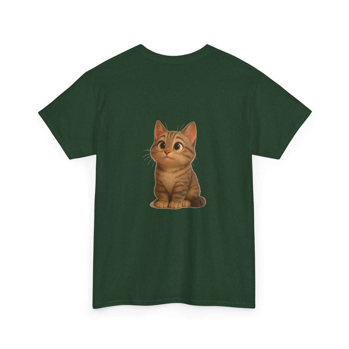 Cute brown kitten graphic T-shirt for cat lovers, featuring a playful feline design on a comfortable casual tee.