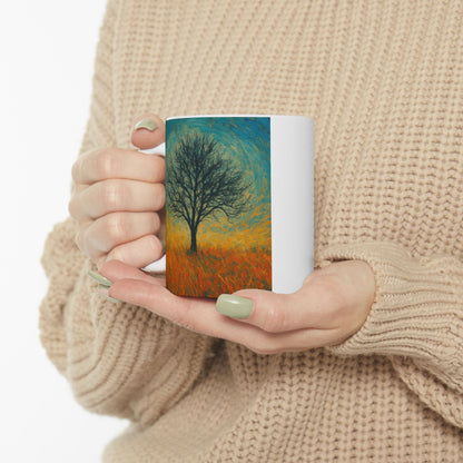 Vibrant Ceramic Mug - Sunset Mountain Design, Coffee Cup, Gift for Nature Lovers, Home Decor, Tea Mug, Unique Art Mug - TRV