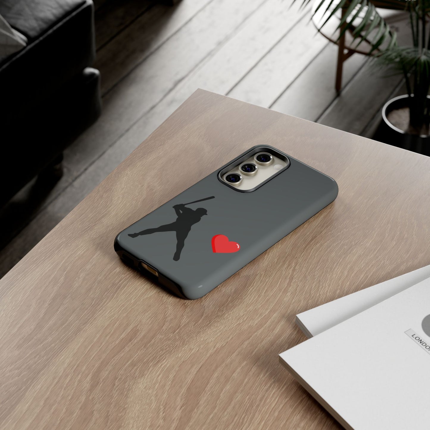 Printify Baseball Love phone case featuring sports-themed design, durable tough case for sports lovers and Father's Day gift.