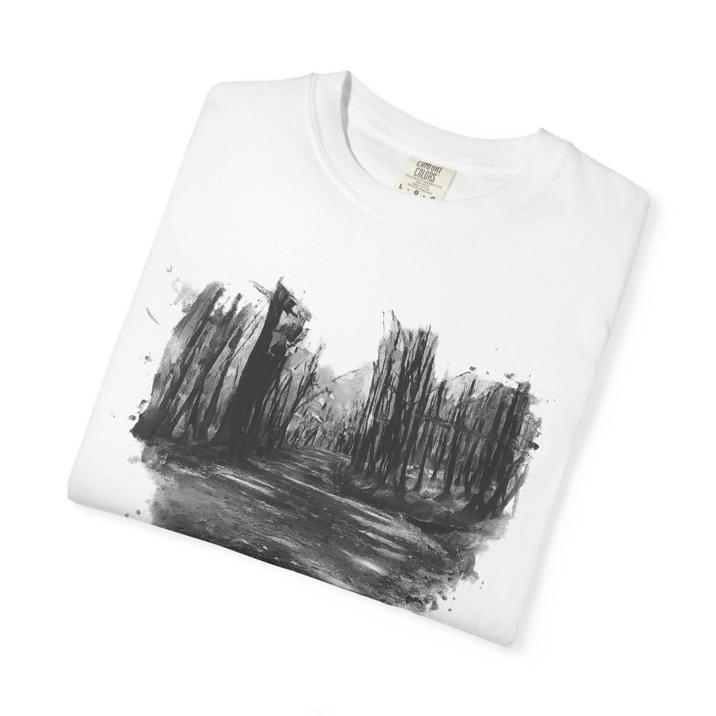 Artistic Forest Scene T-shirt | Nature Lover Gift, Outdoor Adventure Tee, Eco-Friendly Fashion, Vintage Inspired Clothing, Unisex Gift - TRV
