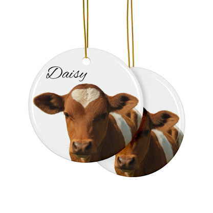 Ceramic Heart-Spot Calf ornament with personalized name option, featuring a cute calf design on a ceramic surface.