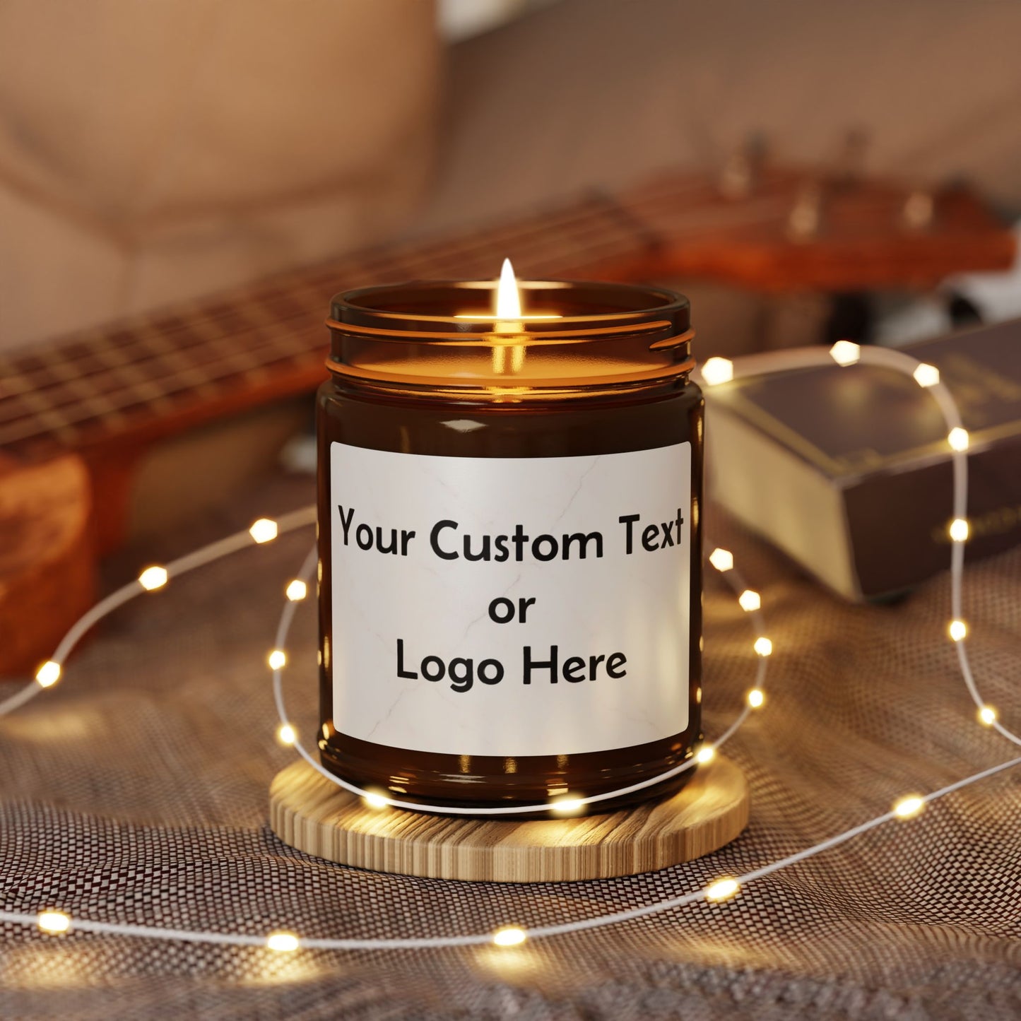Custom Amber Soy Candle — Personalized Scented Jar (Multi-Size)