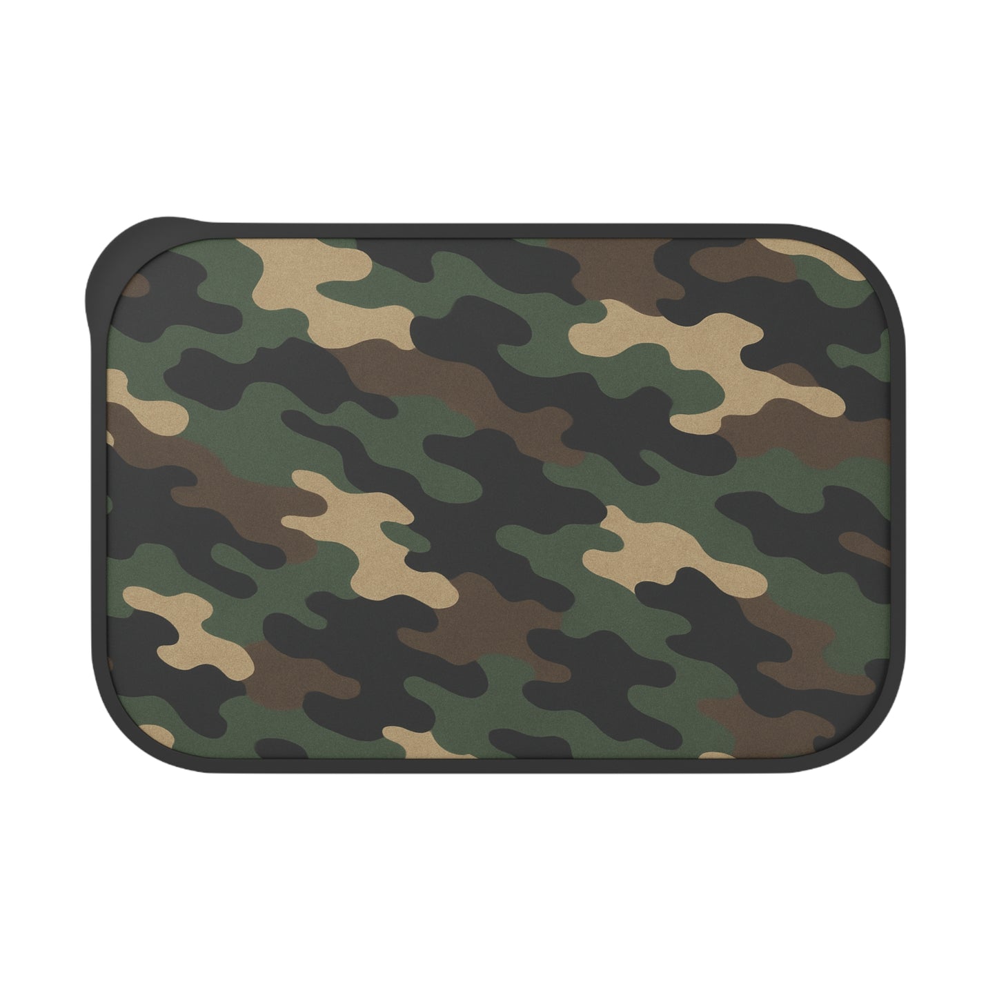 Camouflage PLA bento box with band, utensils, eco-friendly lunch container, accessories from Printify, durable and reusable.