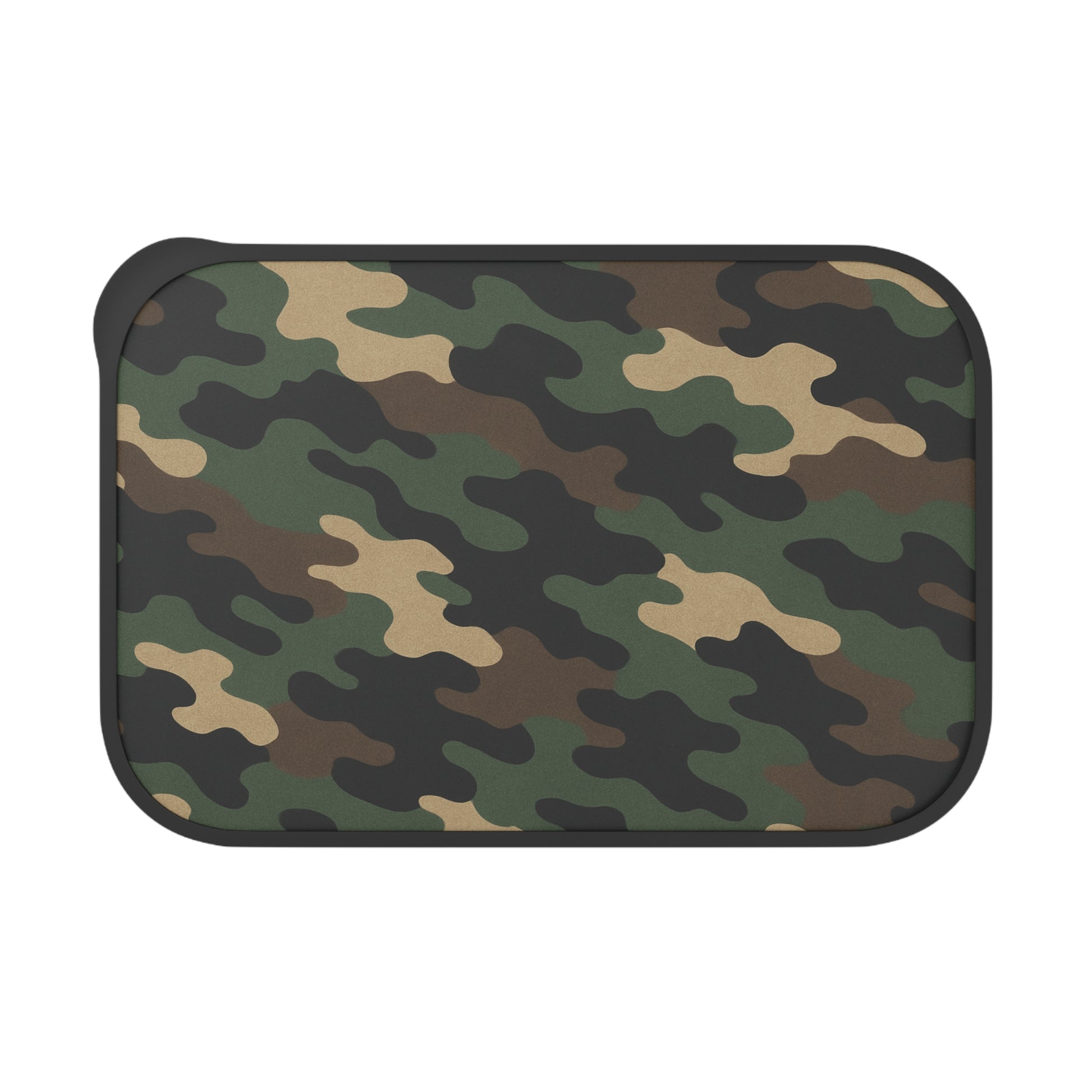 Camouflage PLA bento box with band, utensils, eco-friendly lunch container, accessories from Printify, durable and reusable.