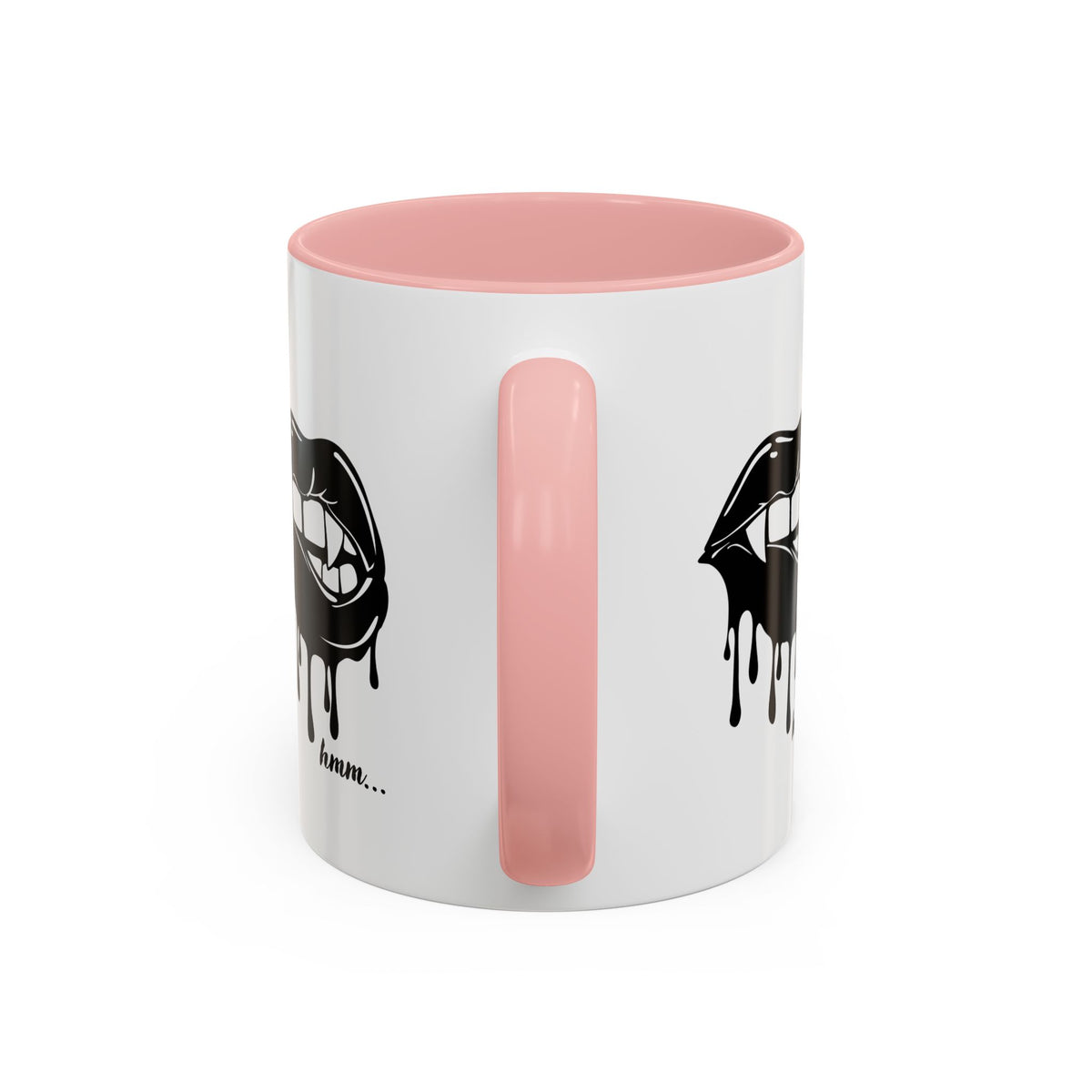 Black accented Dripping Bite Coffee Mug by Printify, 11oz or 15oz ceramic mug with unique dripping design.