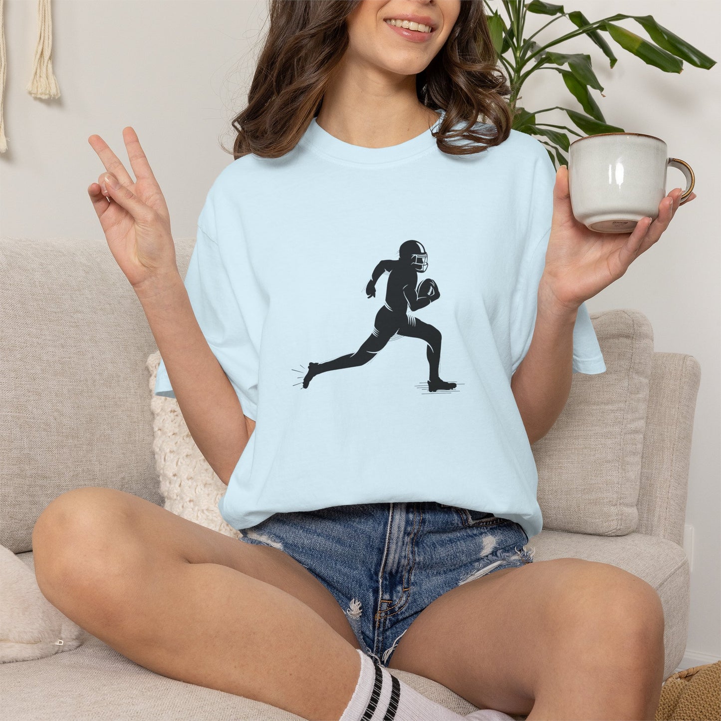 Football Player Graphic Unisex T-Shirt, Casual Sports Tee, Gift for Athletes, Workout Shirt, Everyday Wear, Unique Running Apparel