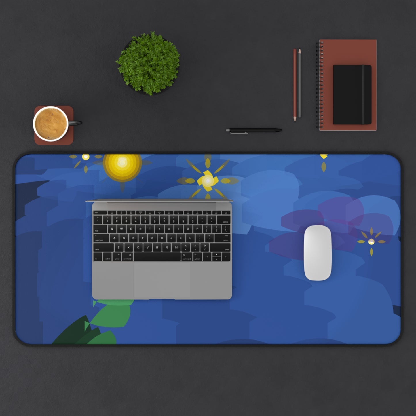 Starry Night Impasto Vortex Desk Mat | Van Gogh Style Brushstroke Design