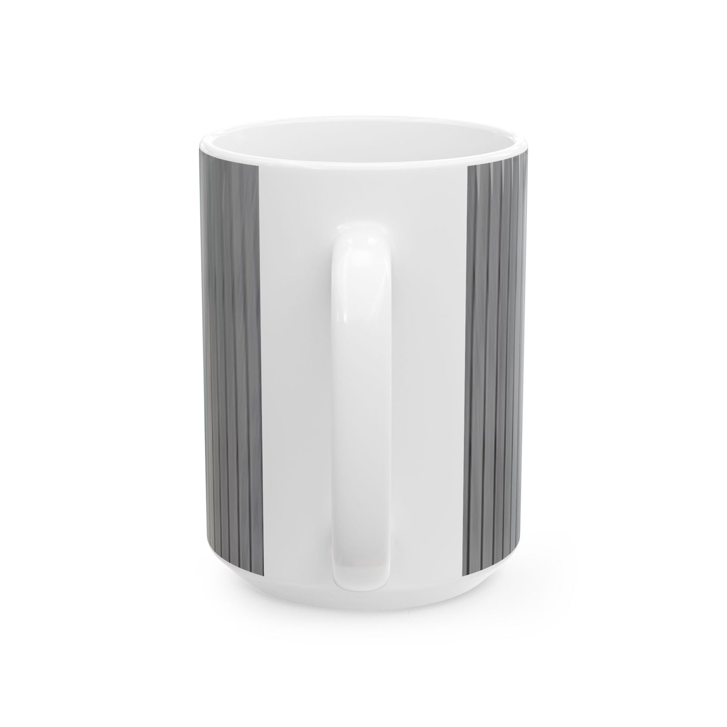 Gray Vertical Stripe Ceramic Mug — Modern Minimalist Coffee Cup (11oz, 15oz)