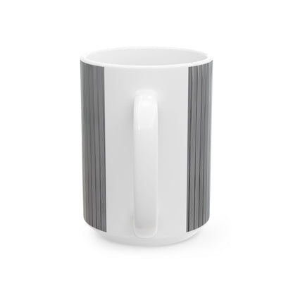 Gray Vertical Stripe Ceramic Mug — Modern Minimalist Coffee Cup (11oz, 15oz)