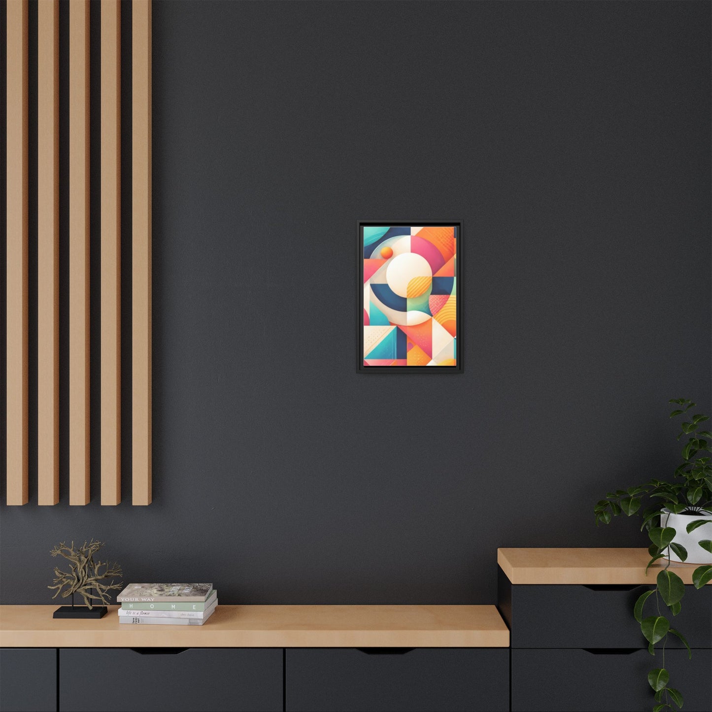 Colorful Geometric Abstract Art Matte Canvas Framed