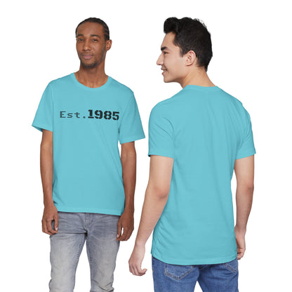 Vintage Est. 1985 graphic T-shirt by Printify featuring a retro style design on a classic cotton tee.