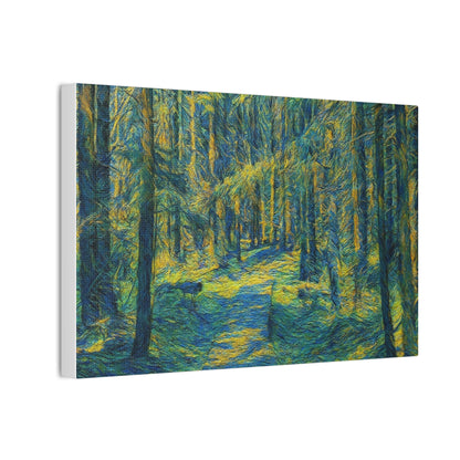 Sunlit Forest Path Canvas — Impressionist Woodland Wall Art