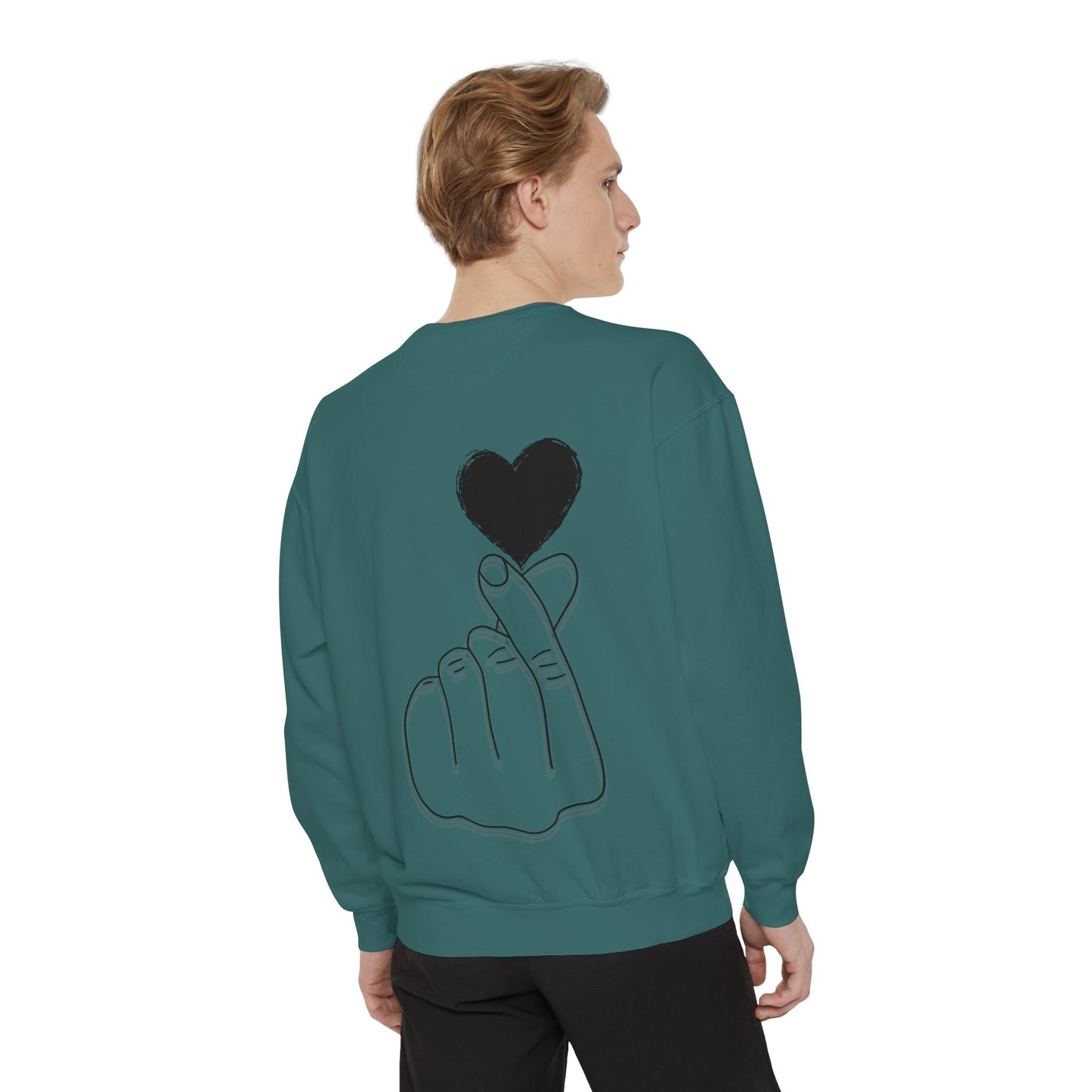 Unisex Garment-Dyed Sweatshirt with Heart Design - Cozy & Stylish