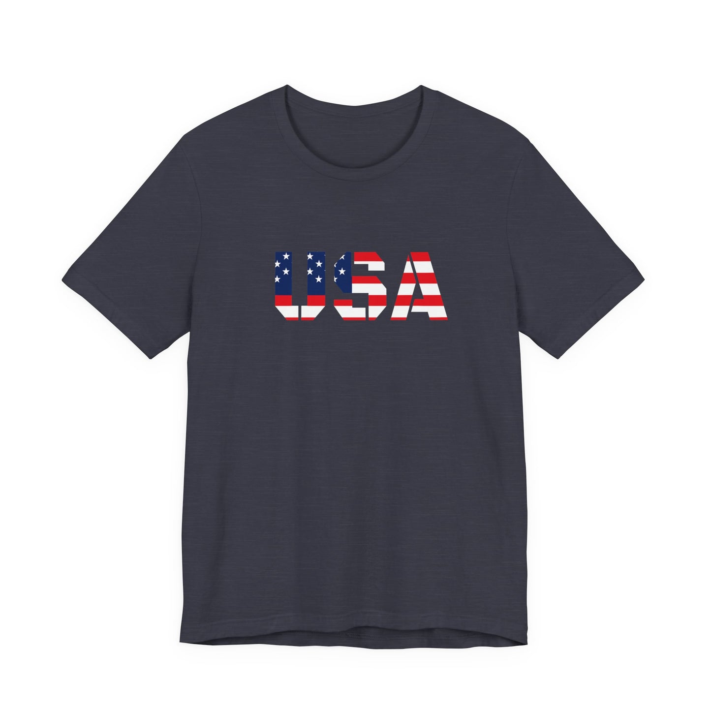 USA Flag Text Tee — Patriotic Fourth of July T-Shirt