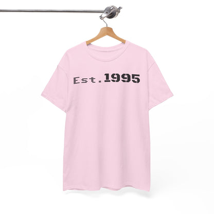 Unisex Heavy Cotton Tee - Est. 1995, Vintage Birthday Gift, Customizable Tee, Retro Unisex Shirt, Casual Everyday Wear
