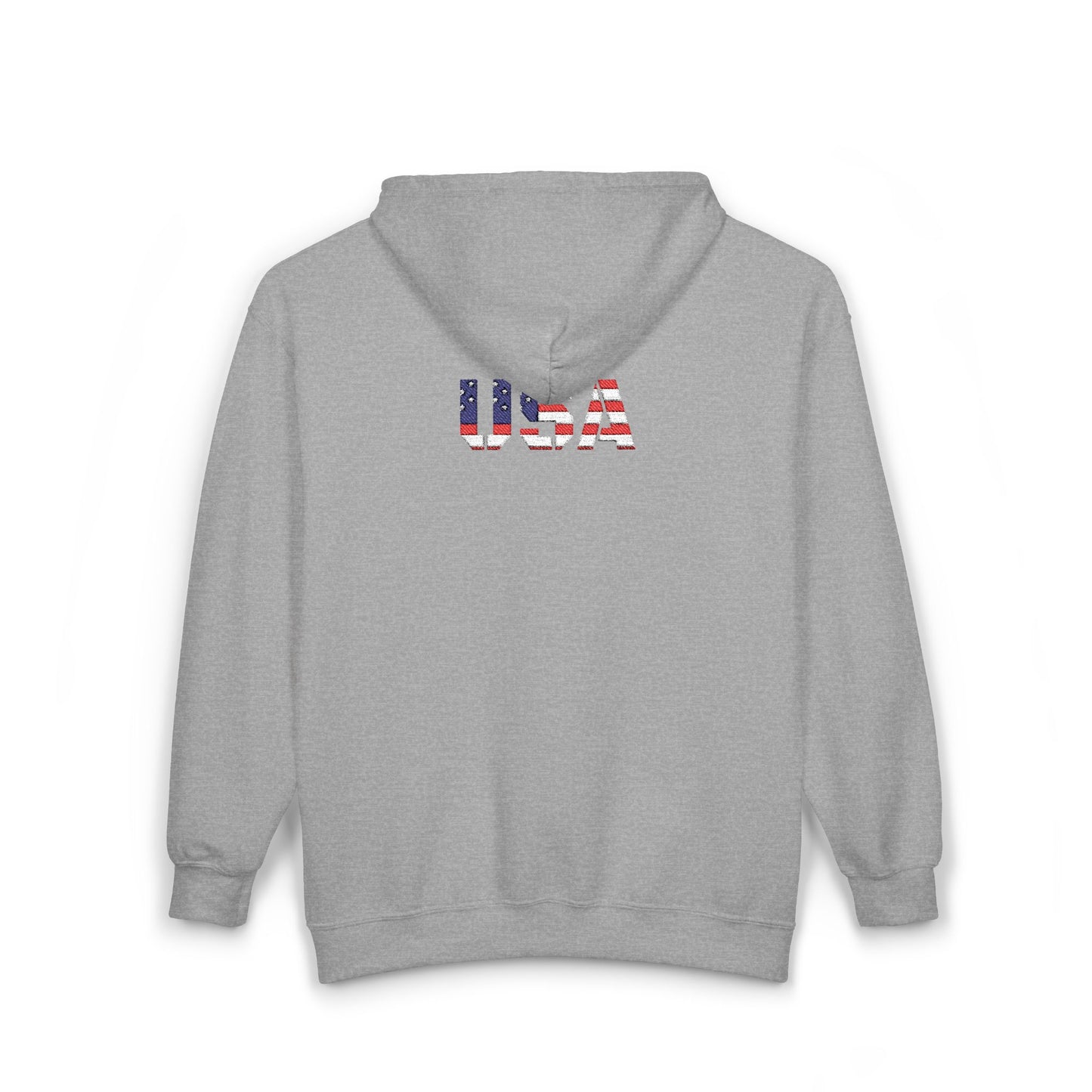 USA Flag Full Zip Hoodie - Unisex Sweatshirt for Independence Day, Patriotic Apparel, Casual Wear, Gifts for Veterans - TRV