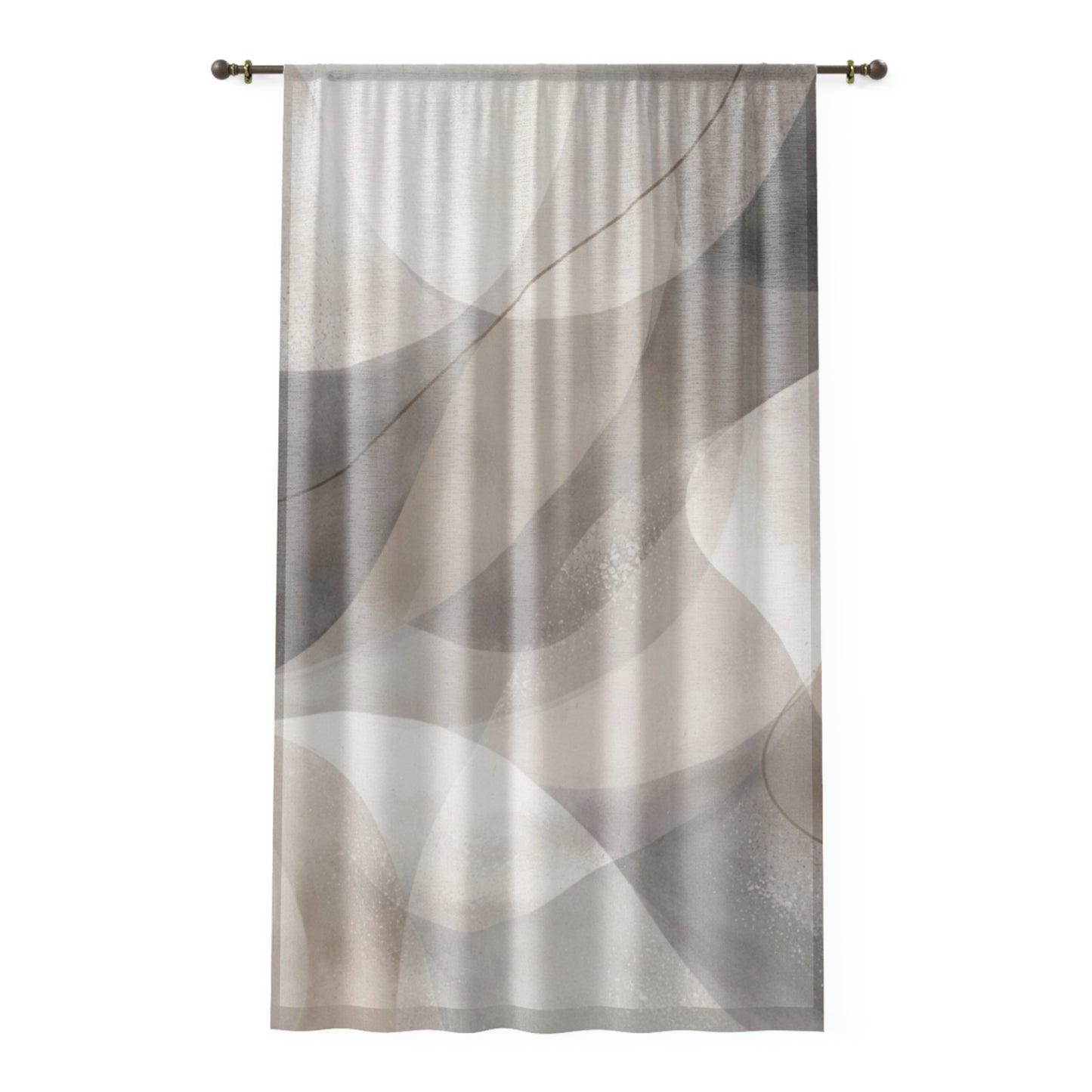 Abstract Neutral Waves Window Curtain | Sheer Geometric Drapery
