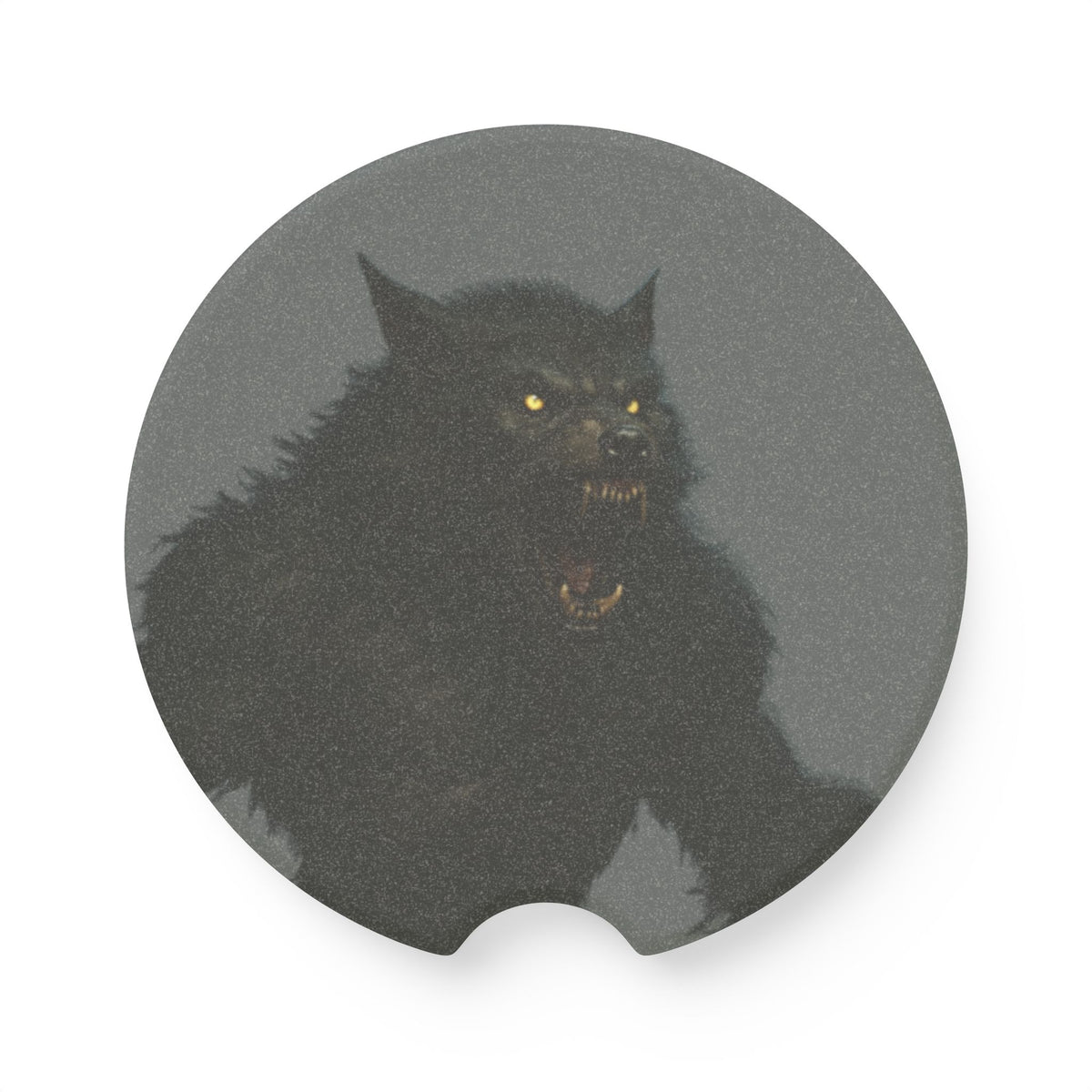 Black soapstone car coaster with a night black cat design, ideal for pet lovers, by Printify.