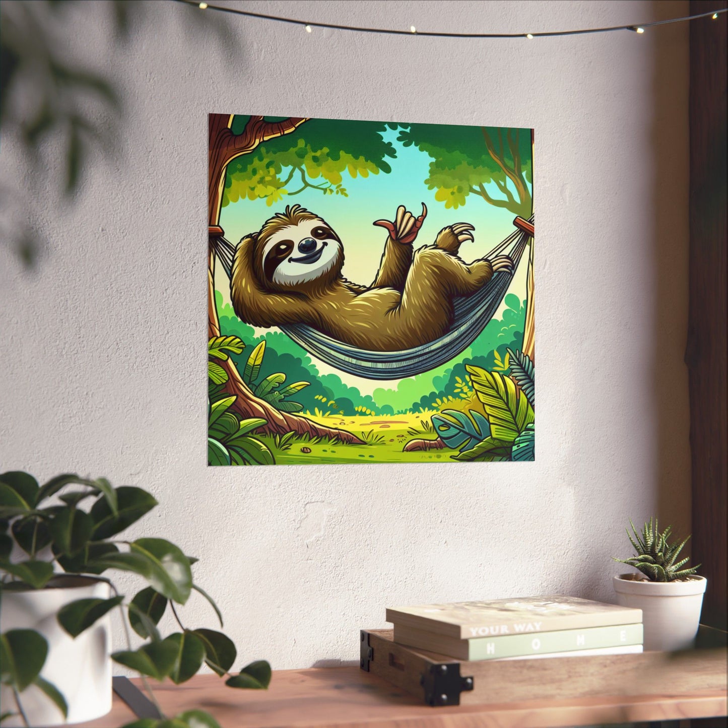 Sloth Hammock Matte Poster — Tropical Relaxation Wall Art
