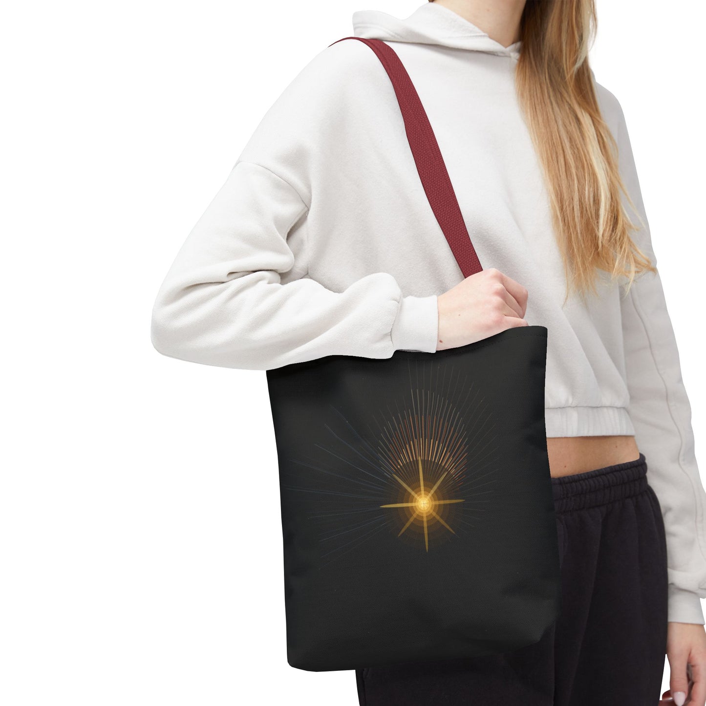 Radiant Starburst Tote Bag | Golden Light Celestial Design - TRV