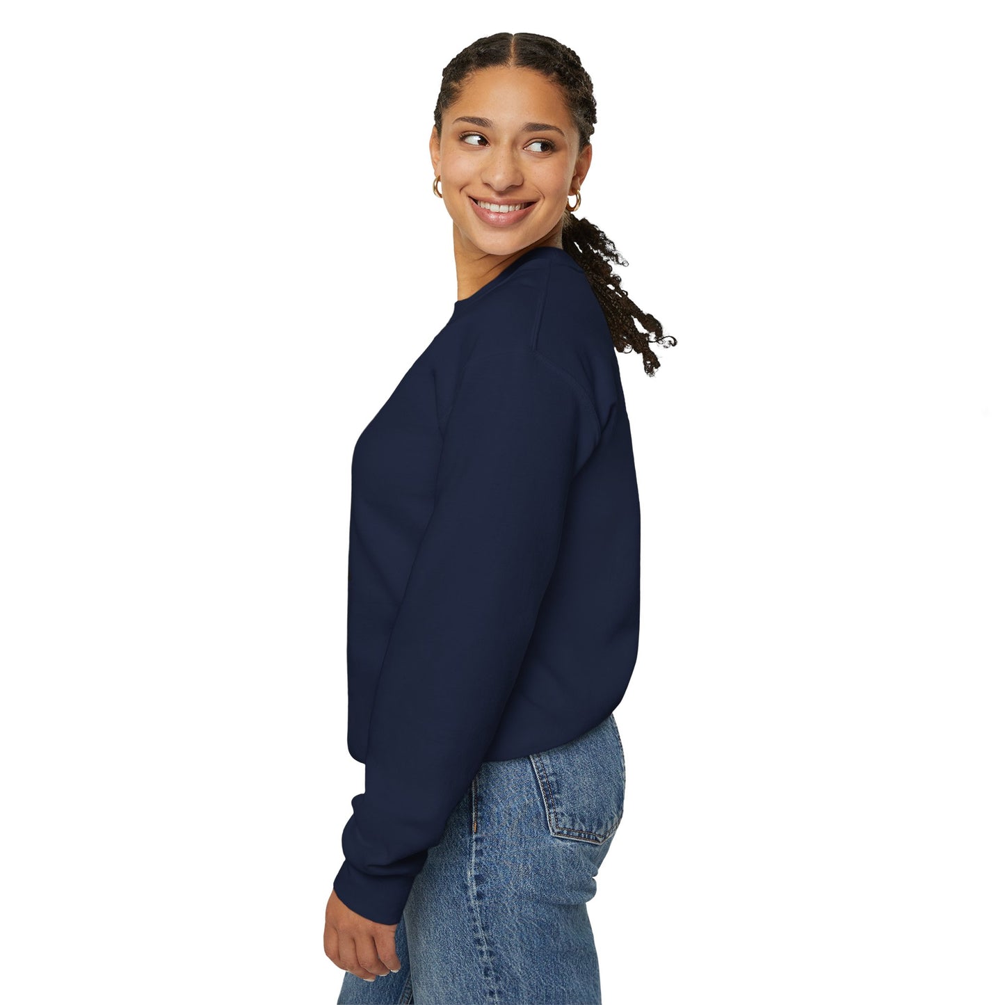 Vampire portrait crewneck sweatshirt by Printify featuring a detailed vampire design on soft fabric.