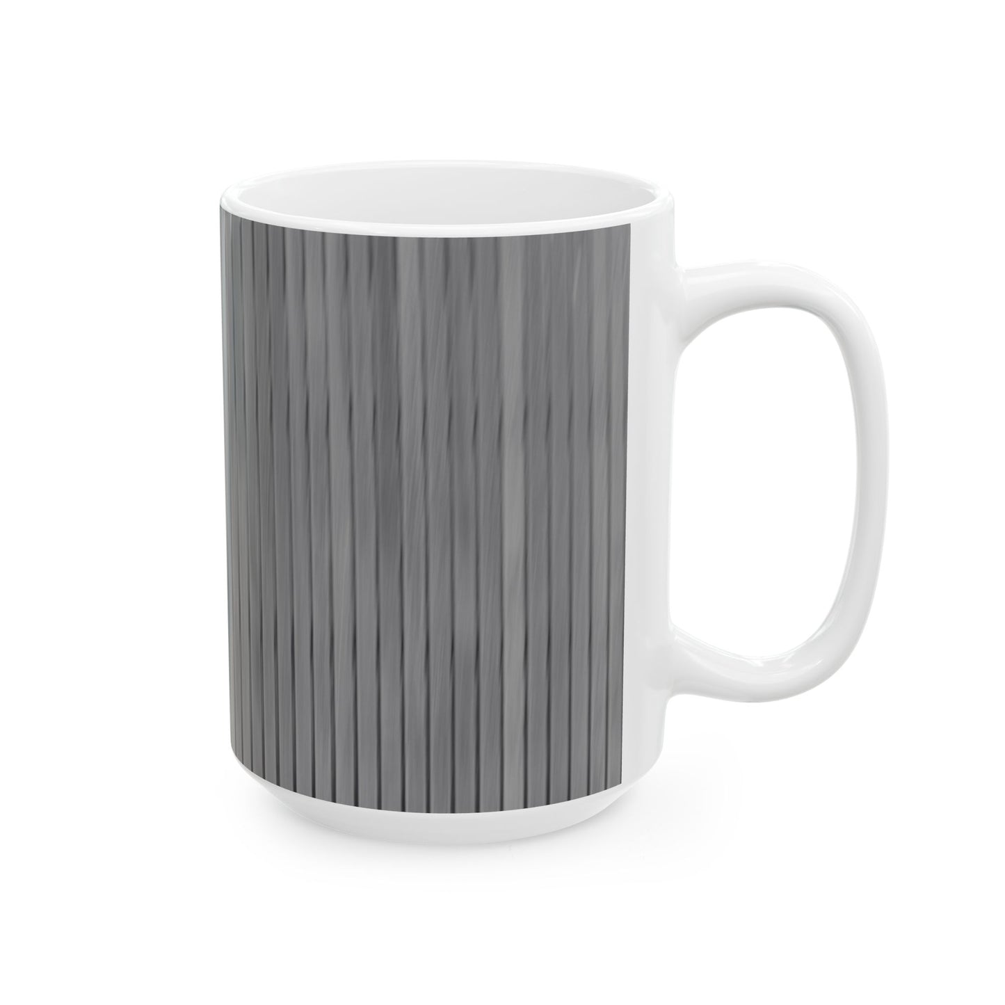 Gray Vertical Stripe Ceramic Mug — Modern Minimalist Coffee Cup (11oz, 15oz)