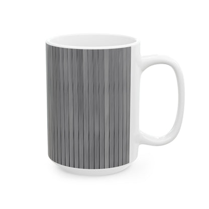 Gray Vertical Stripe Ceramic Mug — Modern Minimalist Coffee Cup (11oz, 15oz)