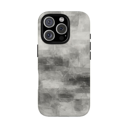 Abstract gray grid phone case for iPhone by Printify, durable protective cover with modern geometric design.