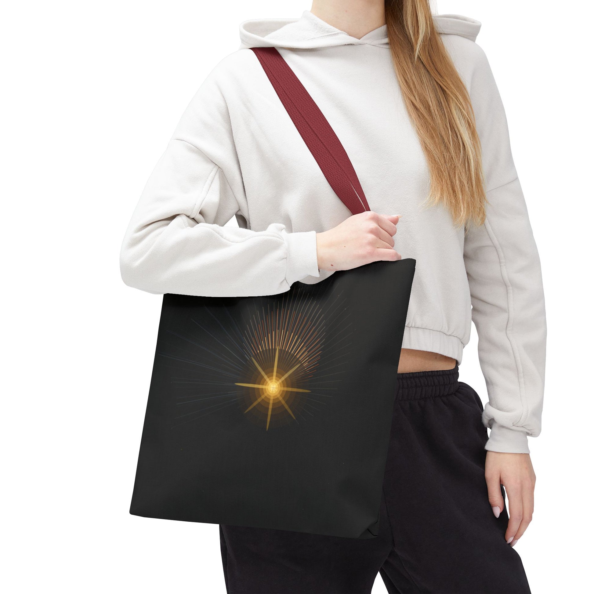 Radiant Starburst Tote Bag | Golden Light Celestial Design - TRV