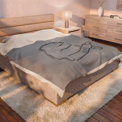 Velveteen plush blanket with heart gesture design, all-over print in soft colors, ideal for cozy home decor or gifts.