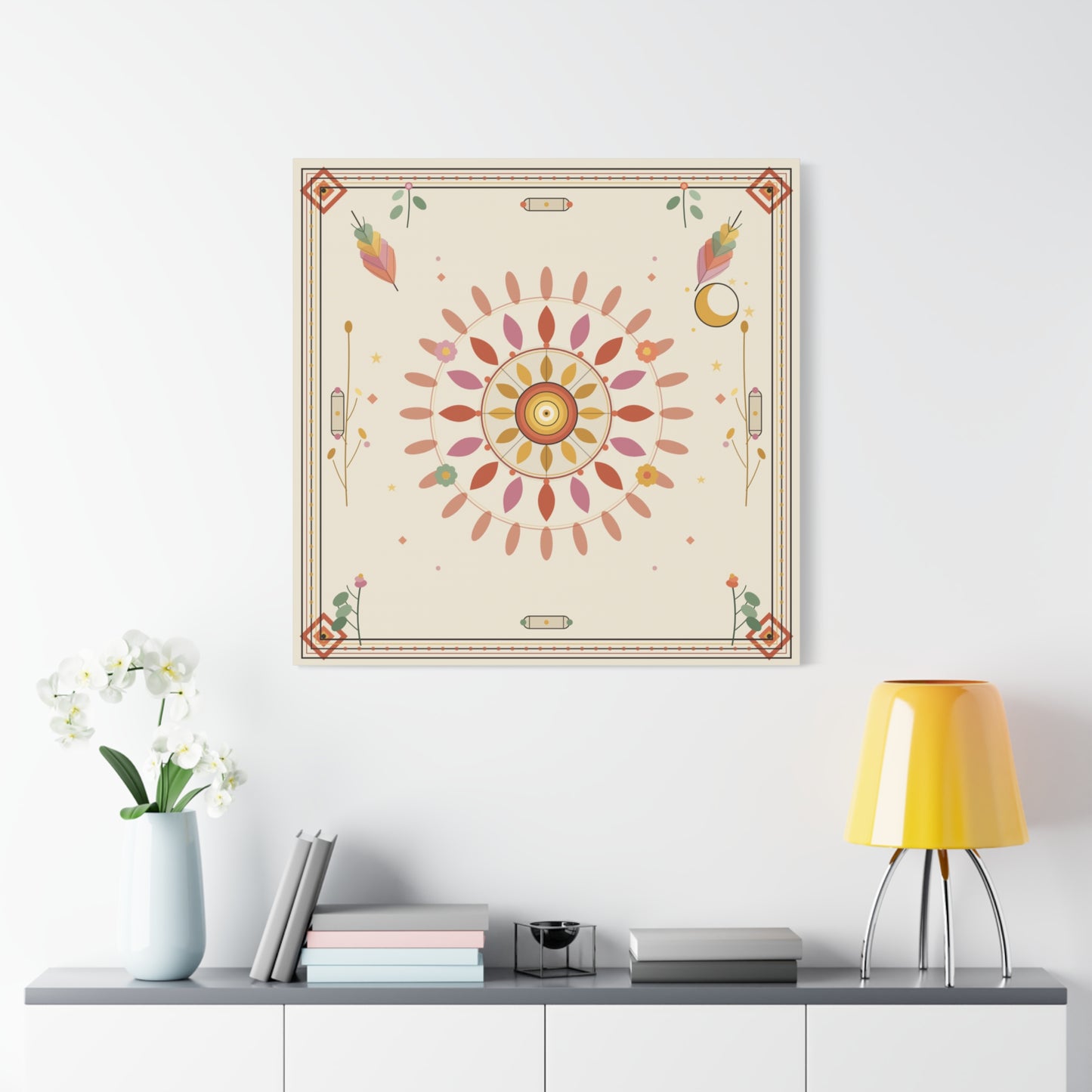 Boho Sun Mandala Matte Canvas