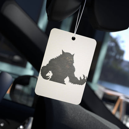 Werewolf-shaped car air freshener accessory by Printify, featuring a spooky Halloween design for a fun vehicle scent.
