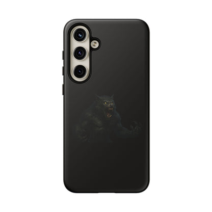 Werewolf phone case with dark monster graphic, tough protective cover designed for smartphones by Printify.