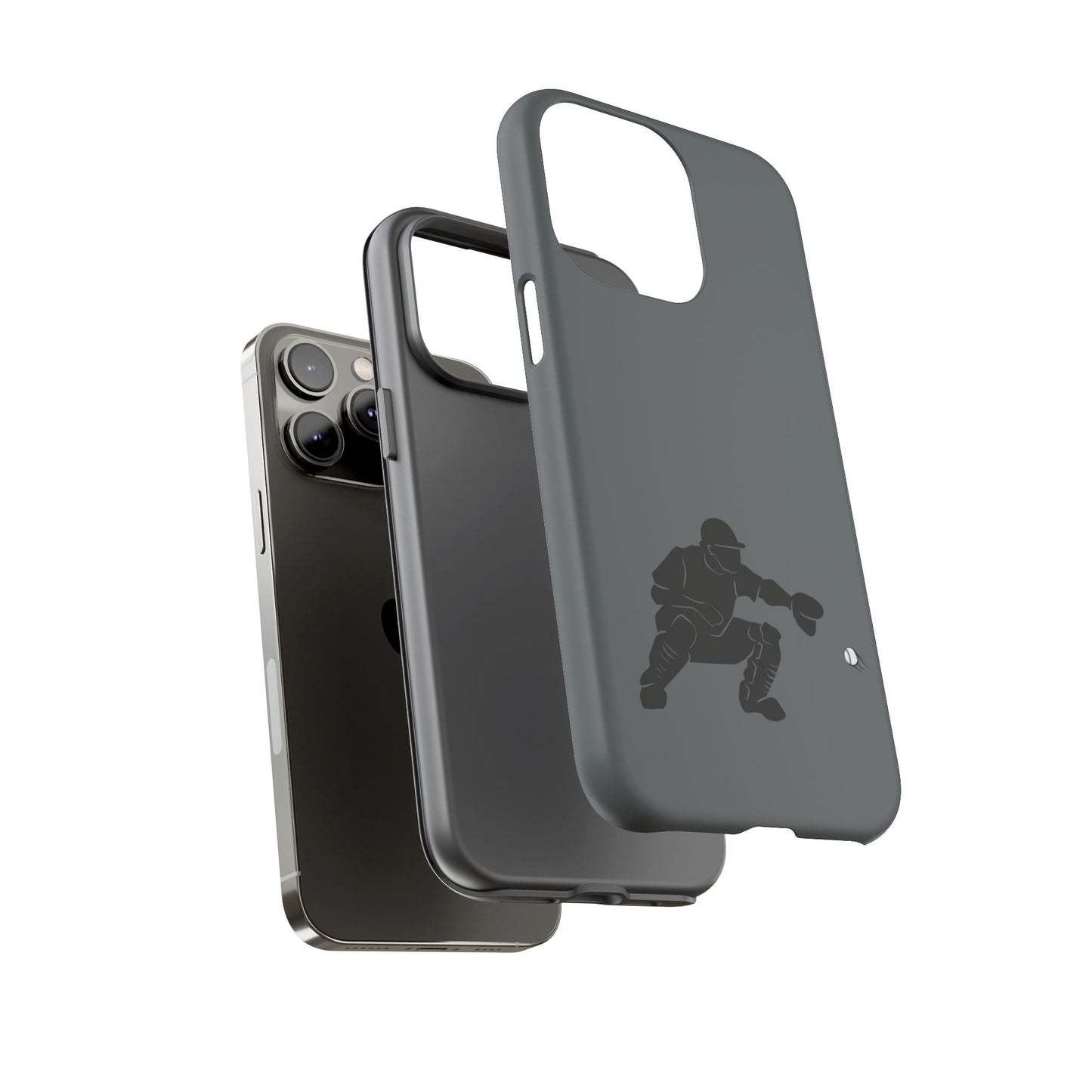 Printify baseball catcher phone case, tough protective cover with baseball glove and ball design for smartphone protection.