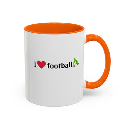 I Love Football Accent Coffee Mug, Perfect Gift for Sports Lovers, Football Enthusiasts, Unique Mug for Game Days, Home or Office Decor - TRV