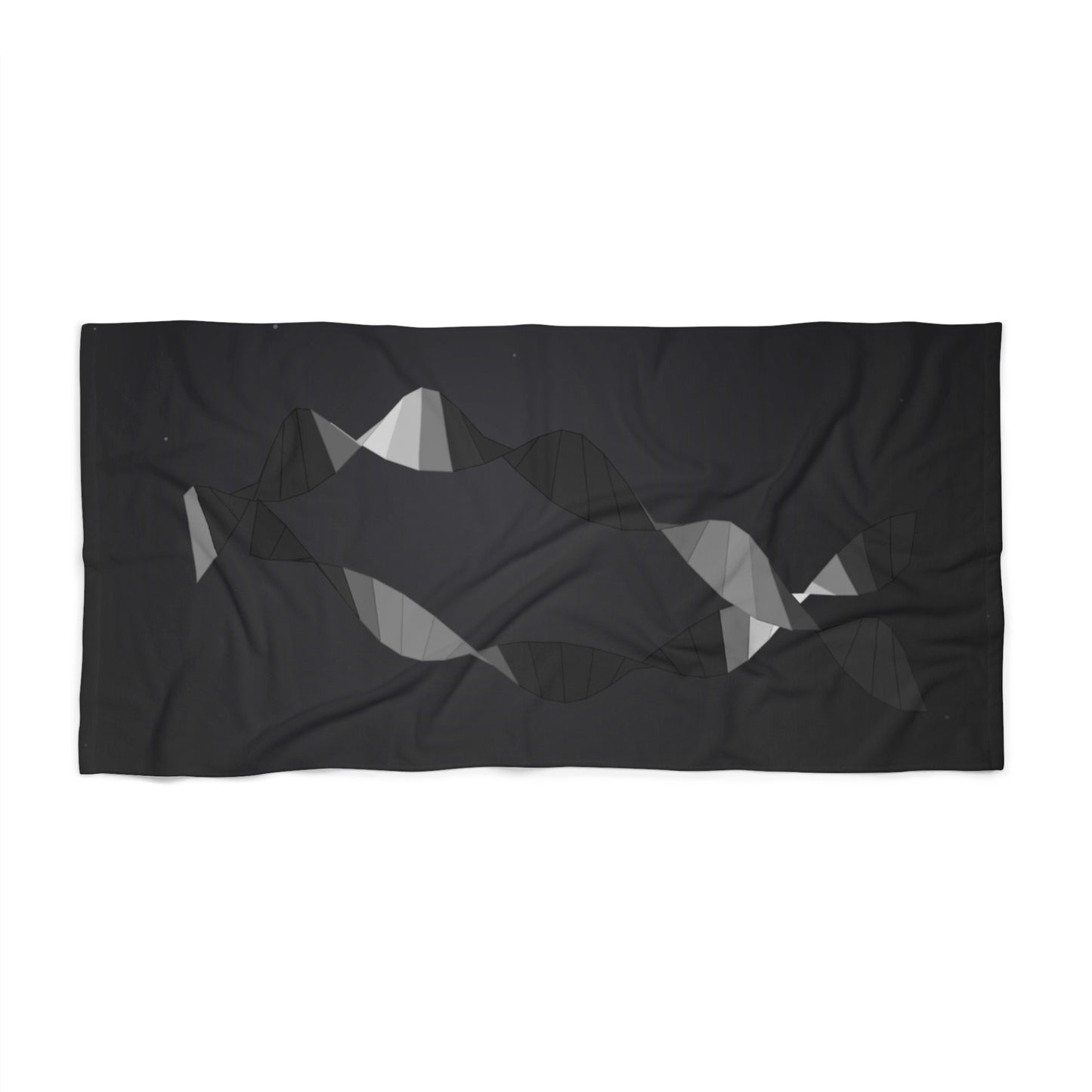 Monochrome Abstract Waves Beach Towel | Geometric Black Gray Design