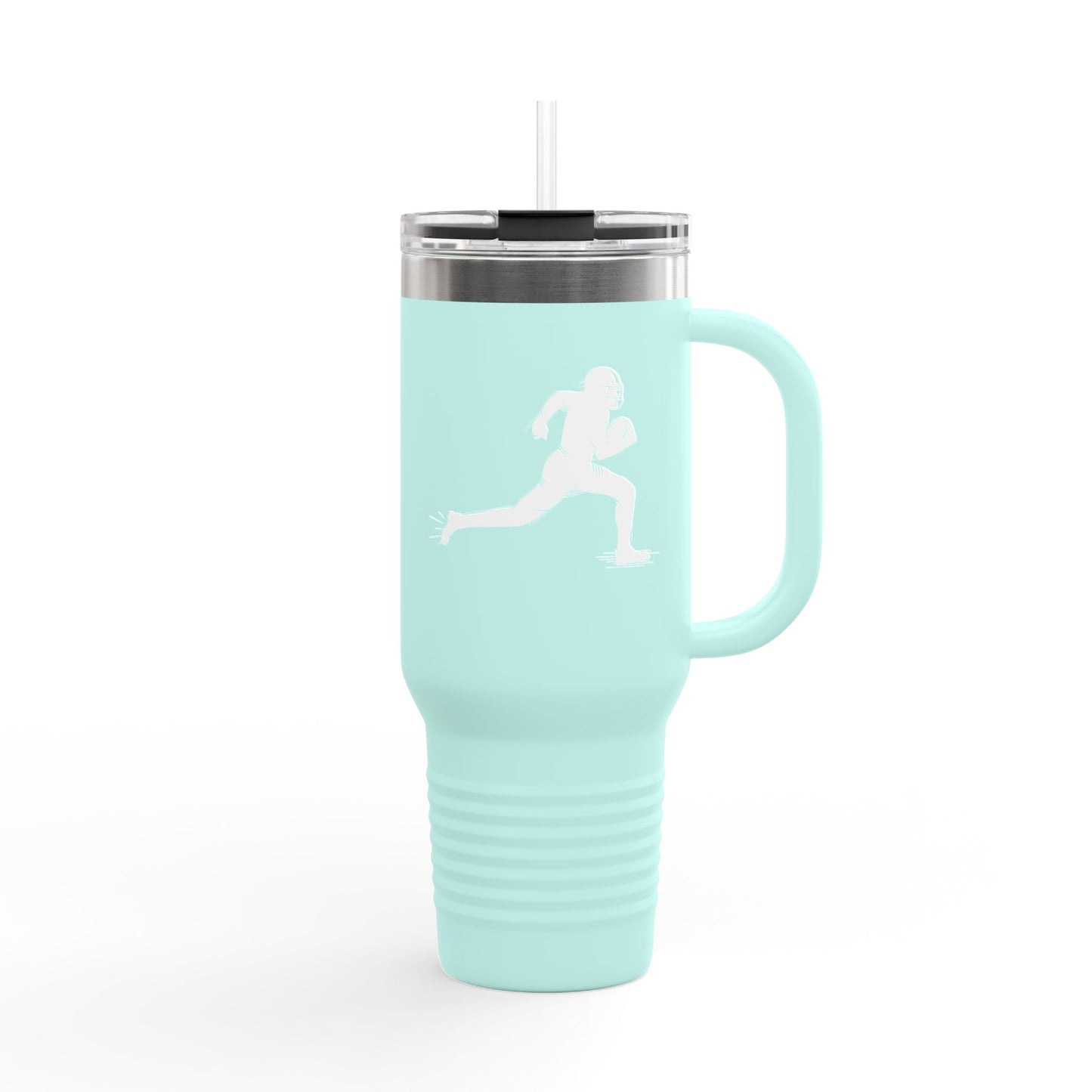 Football Player Coffee Tumbler, Insulated Travel Mug for Active Lifestyles, Sporty Drinkware for On-the-Go, Perfect Gift for Athletes
