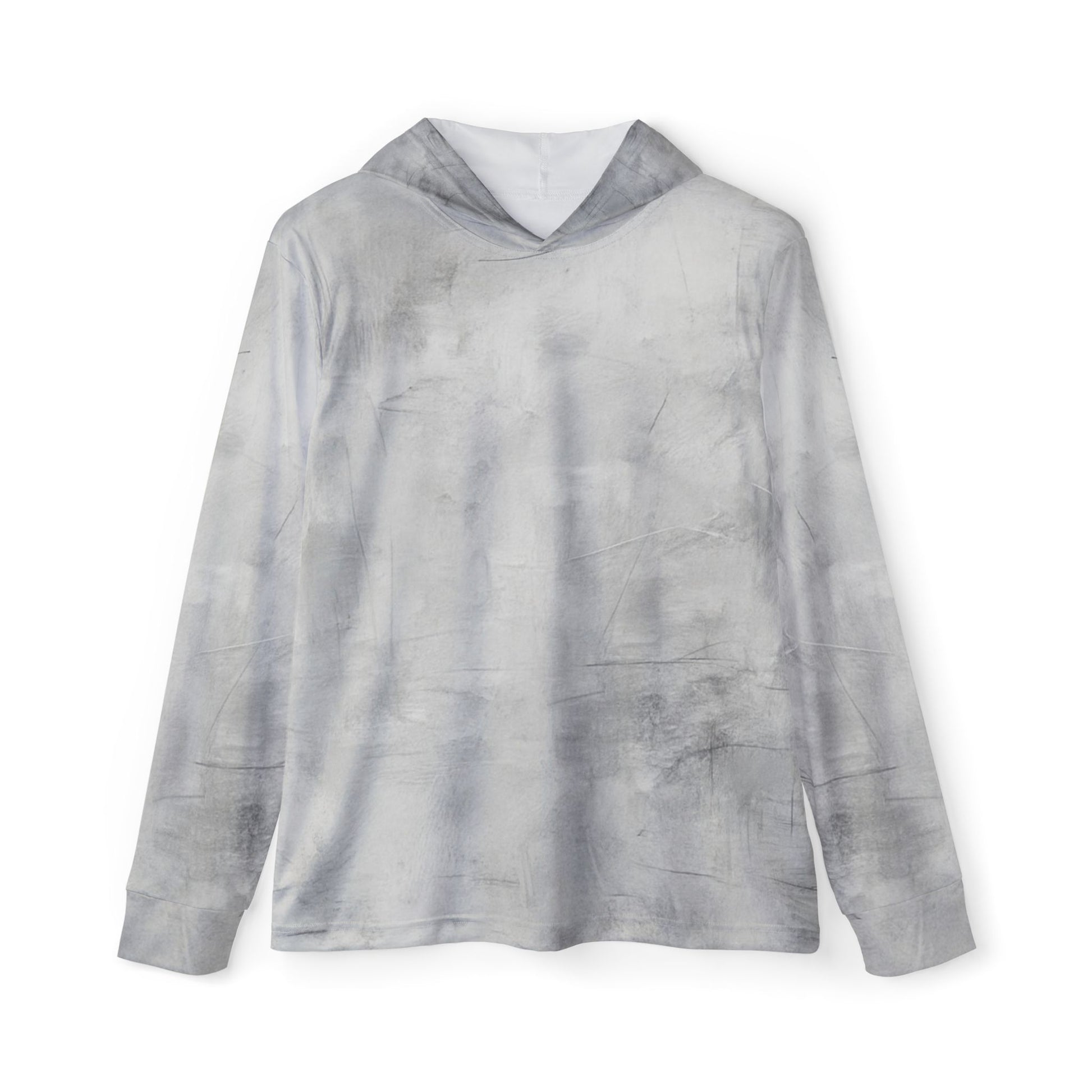 Men's gray tie-dye warmup hoodie with all-over print, athletic style, featuring a cozy fit and casual design from Printify.