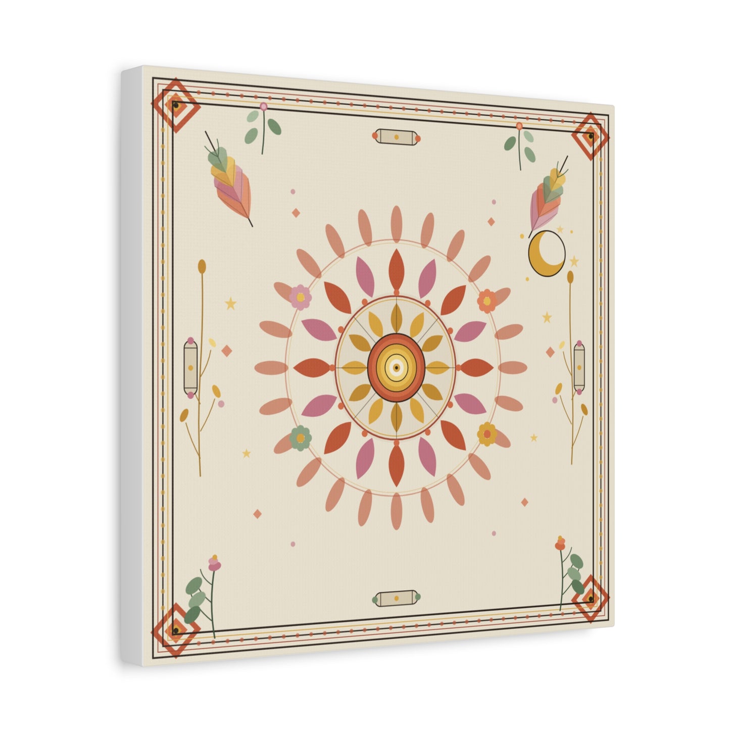 Boho Sun Mandala Matte Canvas