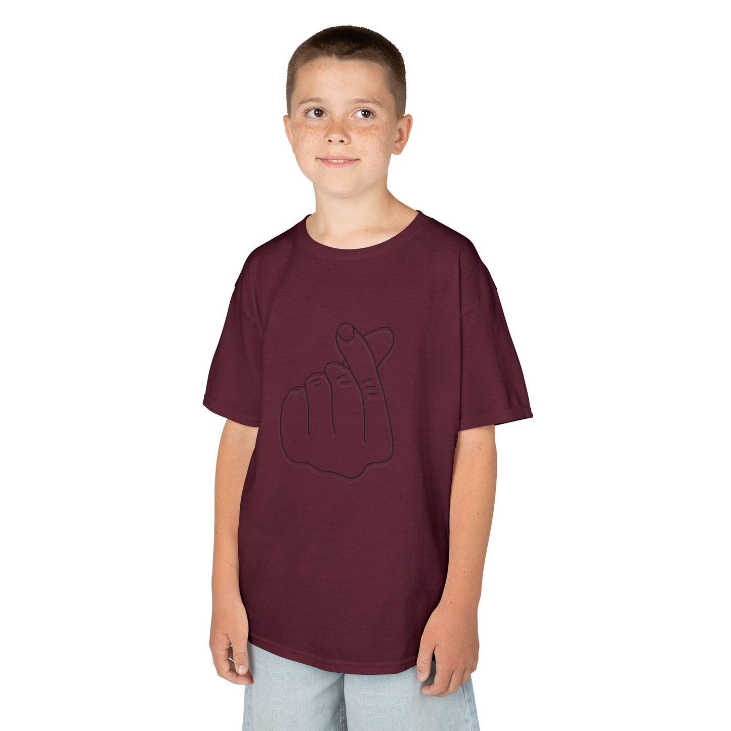 Cute Kids Heavy Cotton Tee - K-Pop Inspired Love Gesture