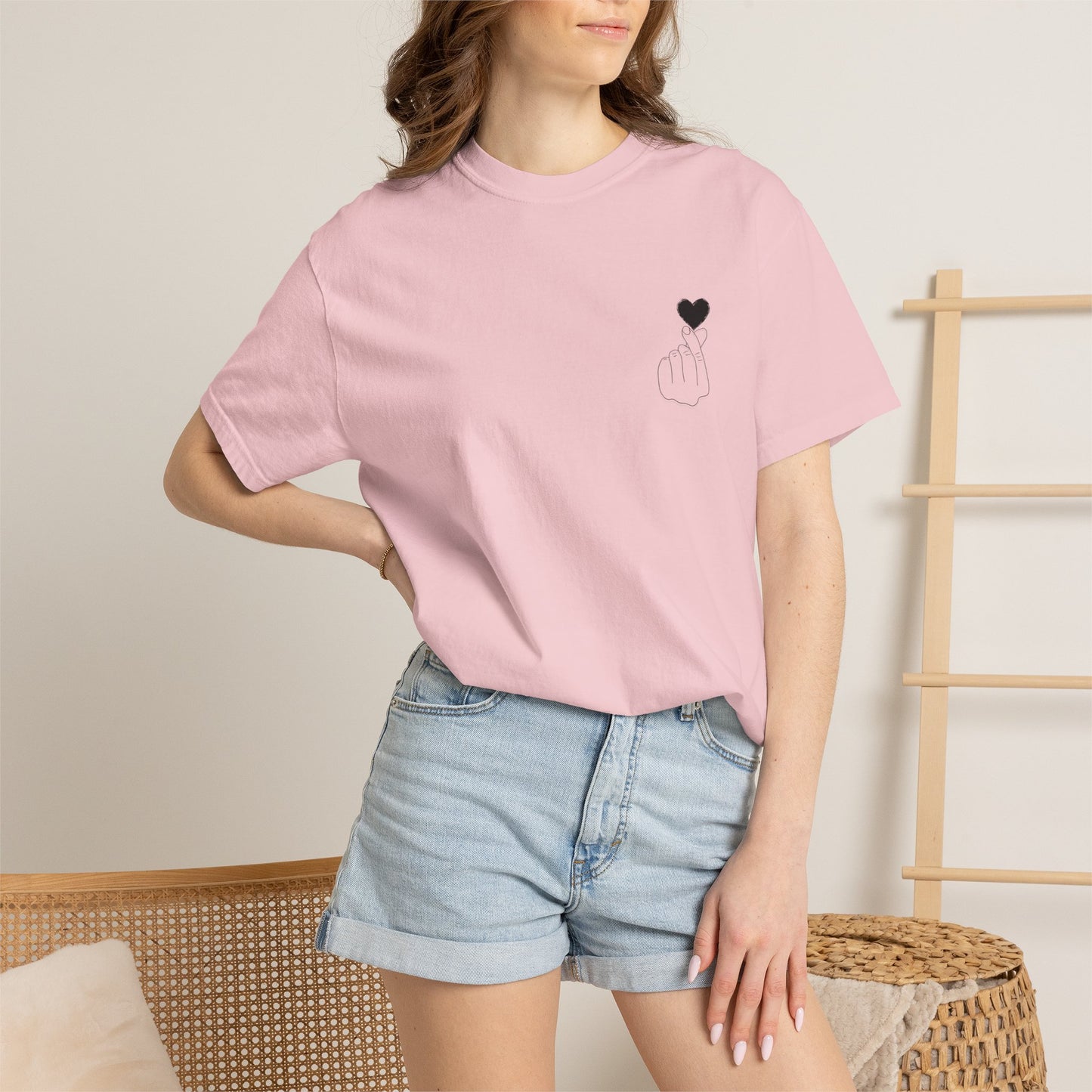 Unisex Garment-Dyed T-Shirt with Heart Design | Casual Trendy Wear for All Occasions