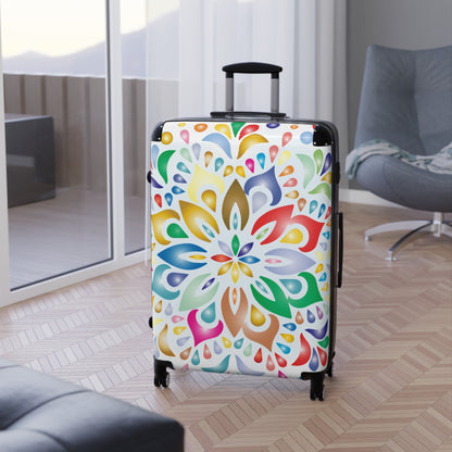 Colorful Mandala Carry-On Suitcase — Vibrant Floral Travel Luggage