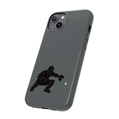 Printify baseball catcher phone case with tough protective design for iPhone, featuring a detailed catcher illustration.