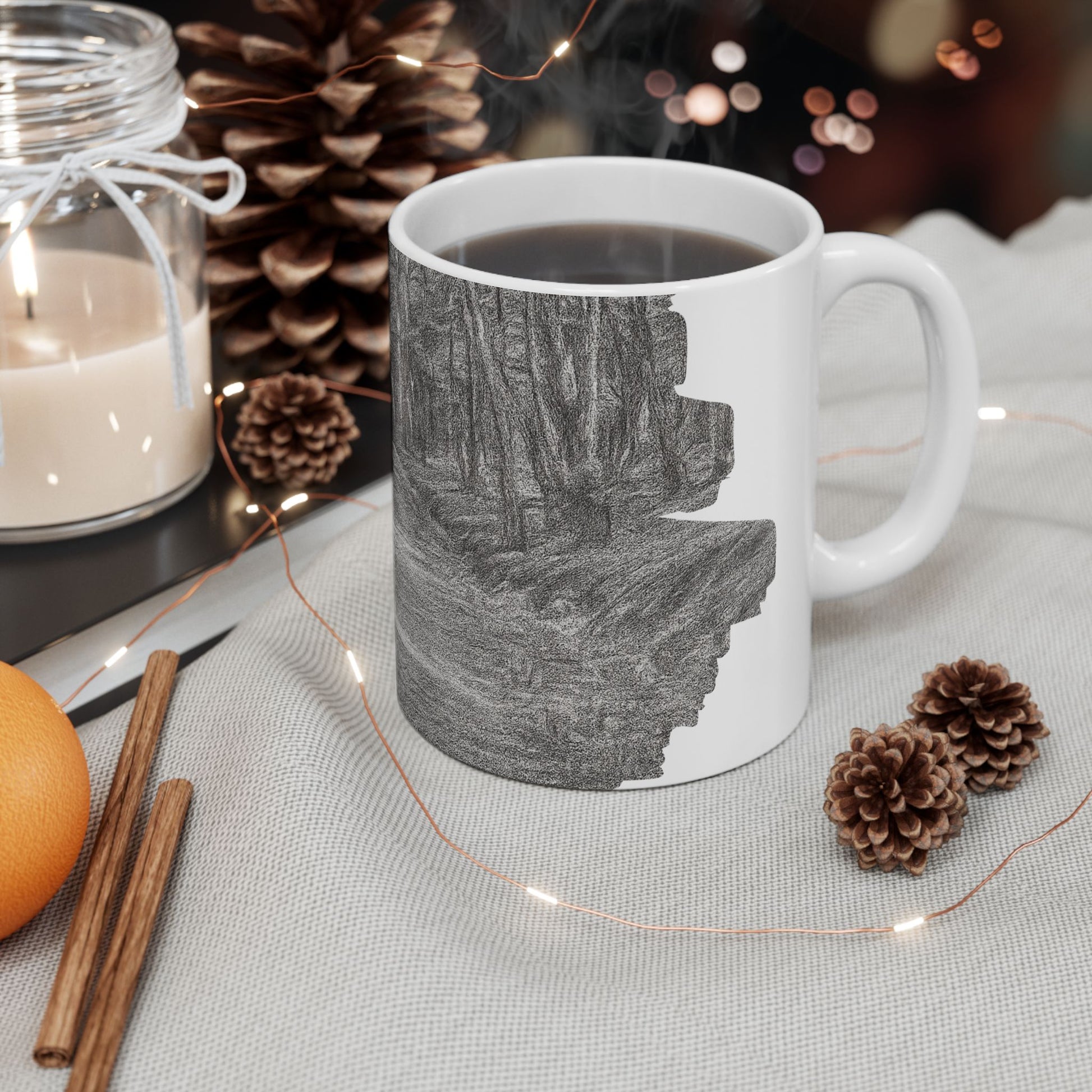 Nature-Inspired Abstract Ceramic Mug | Forest Path Design | Cozy Gift for Coffee Lovers | Home Decor | Nature Lover's Mug - TRV